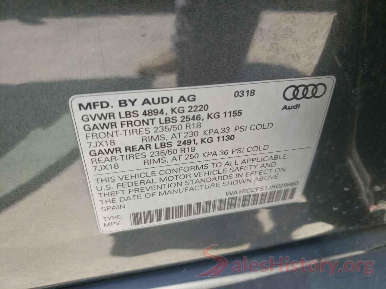 WA1ECCFS1JR029960 2018 AUDI Q3