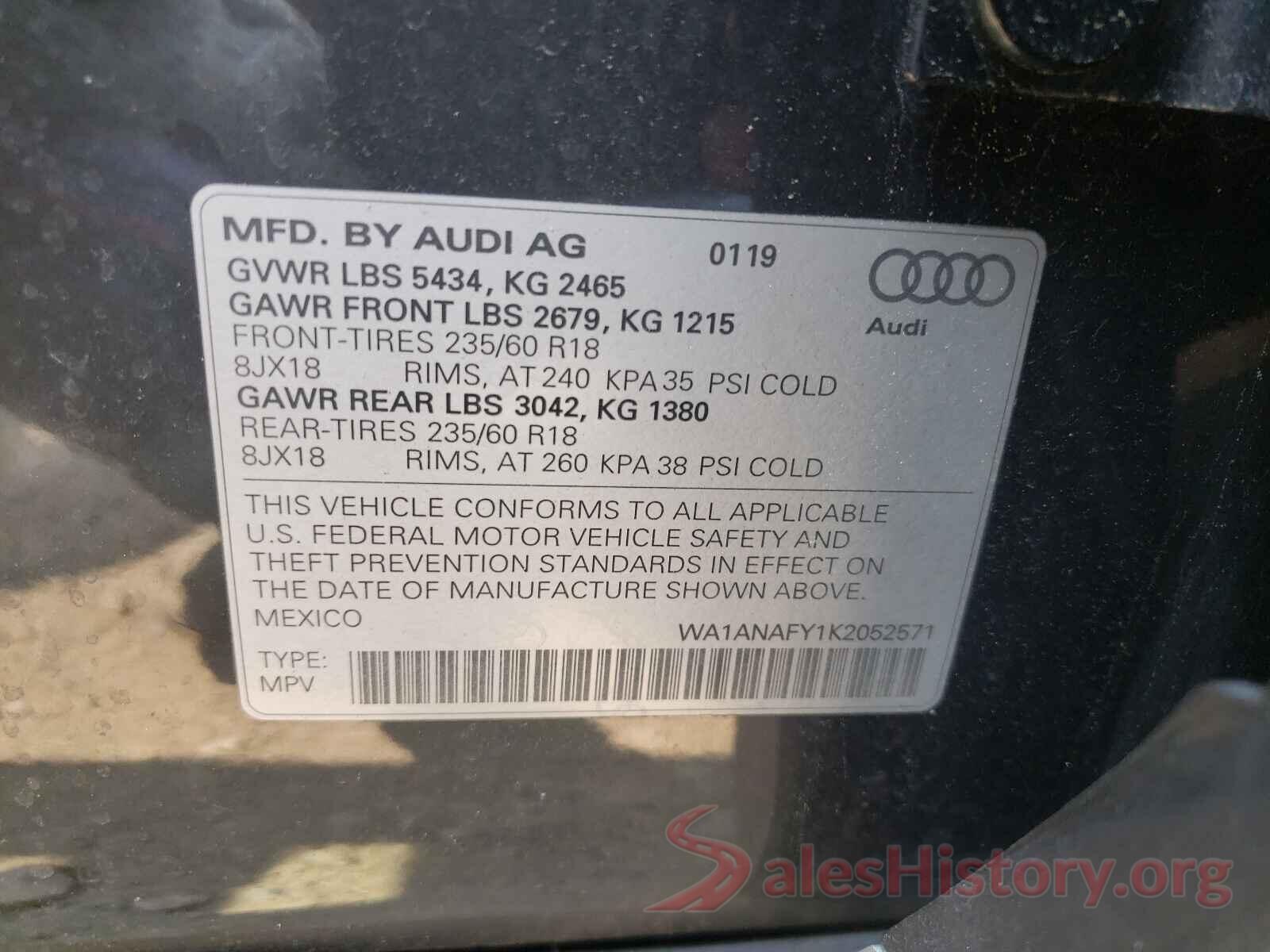 WA1ANAFY1K2052571 2019 AUDI Q5