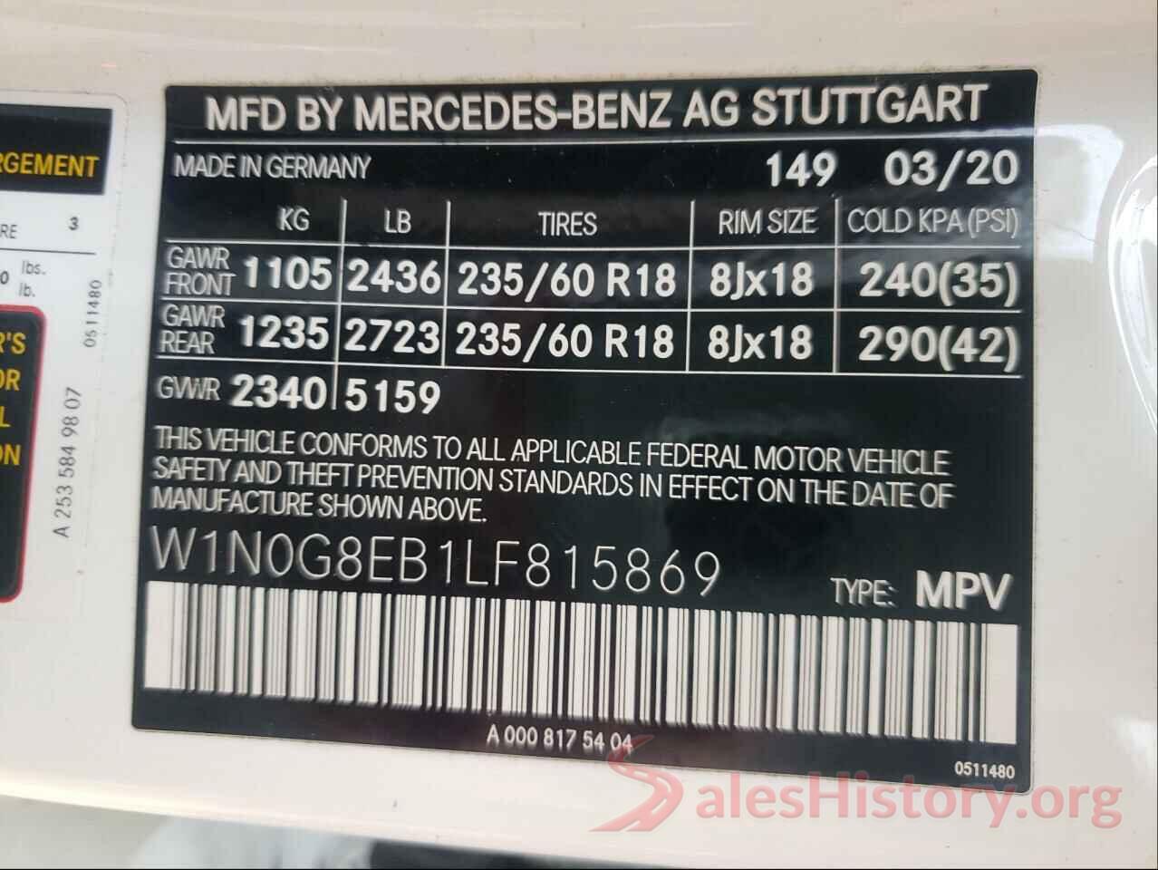 W1N0G8EB1LF815869 2020 MERCEDES-BENZ GLC-CLASS