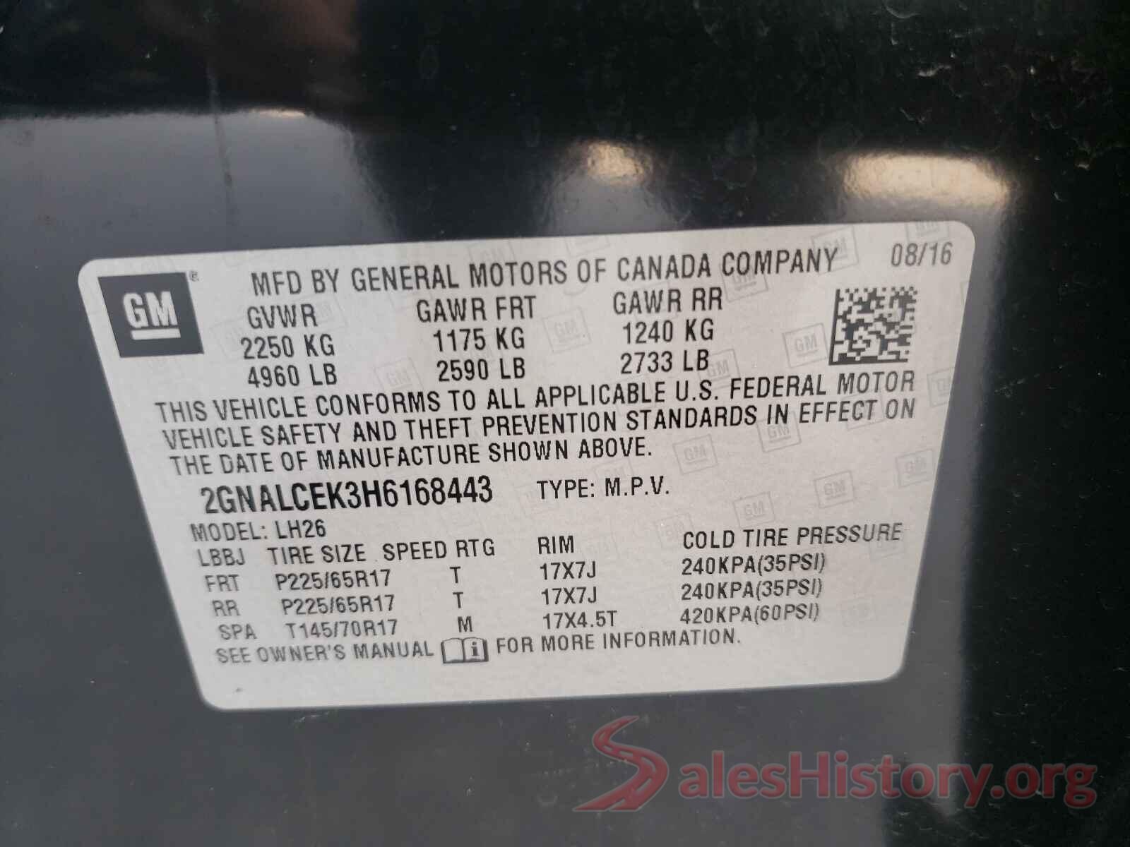 2GNALCEK3H6168443 2017 CHEVROLET EQUINOX