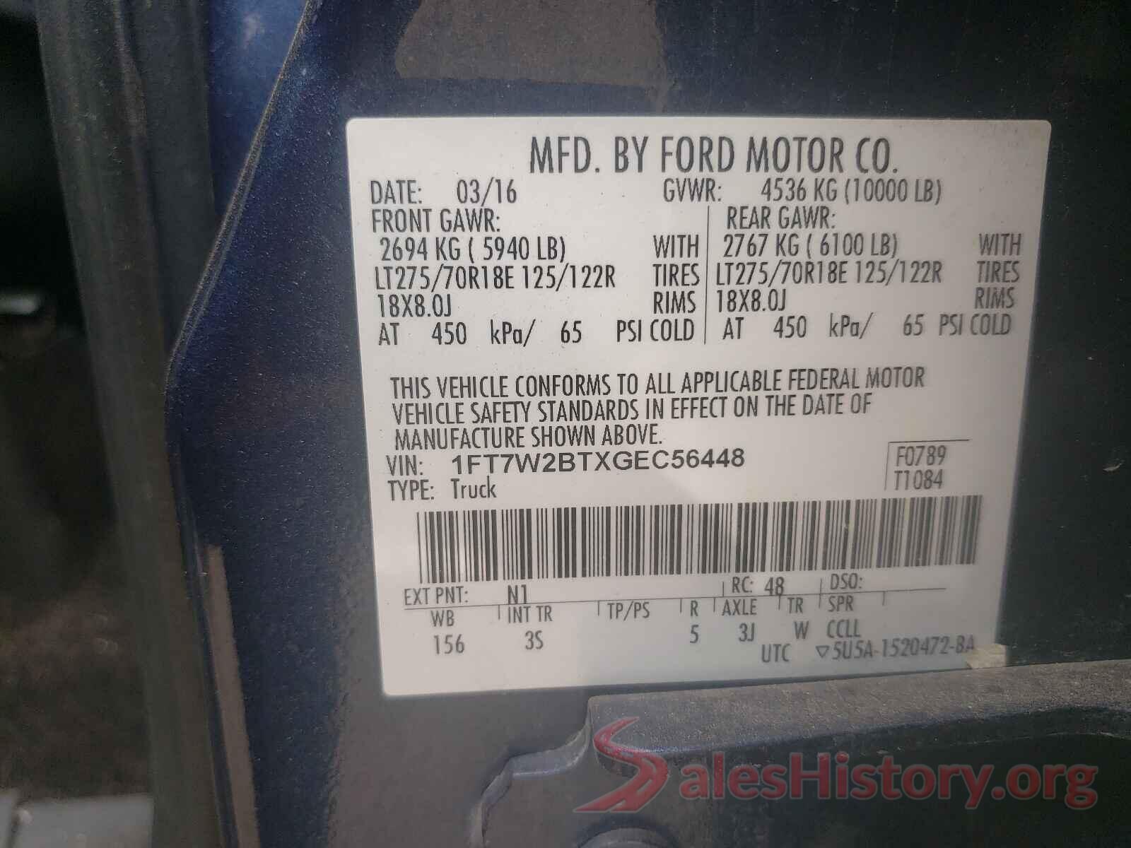 1FT7W2BTXGEC56448 2016 FORD F250