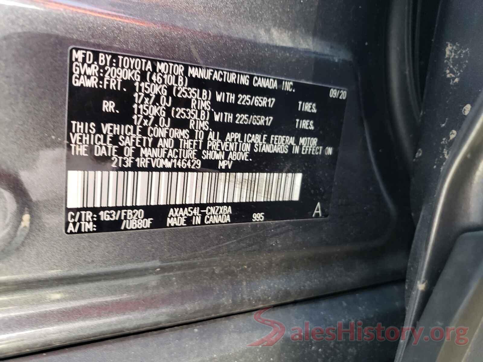 2T3F1RFV0MW146429 2021 TOYOTA RAV4