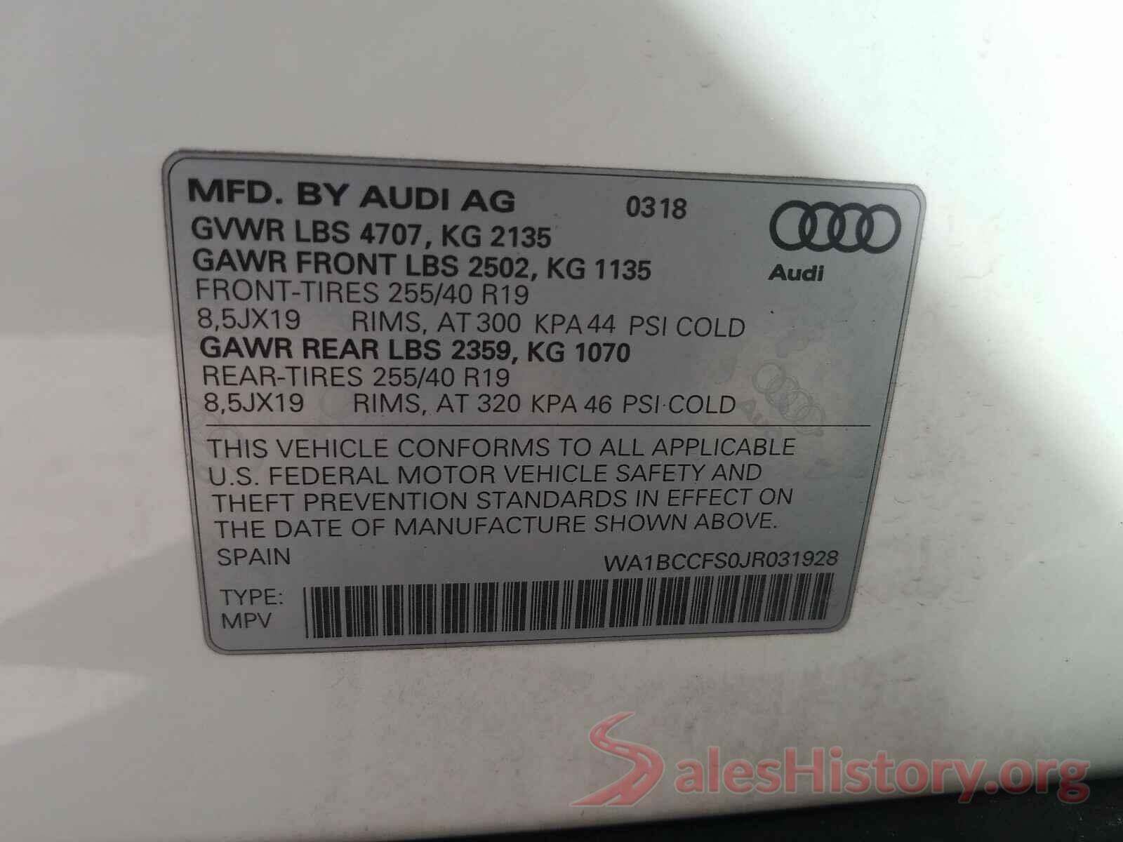 WA1BCCFS0JR031928 2018 AUDI Q3