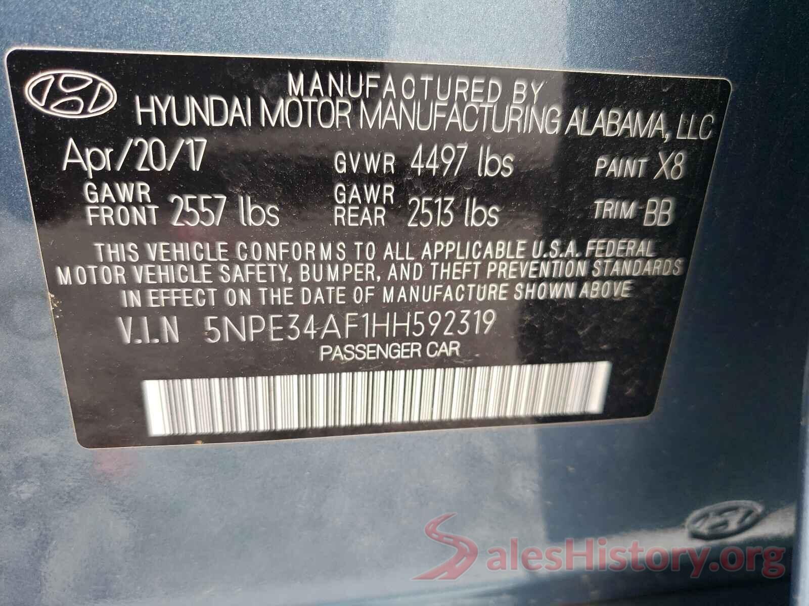 5NPE34AF1HH592319 2017 HYUNDAI SONATA