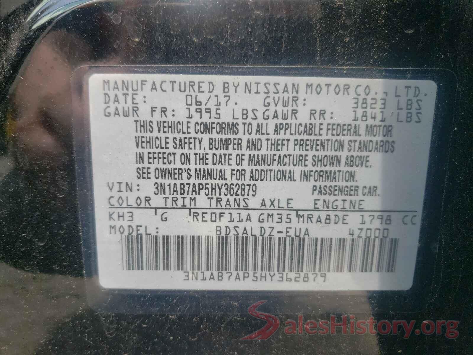 3N1AB7AP5HY362879 2017 NISSAN SENTRA