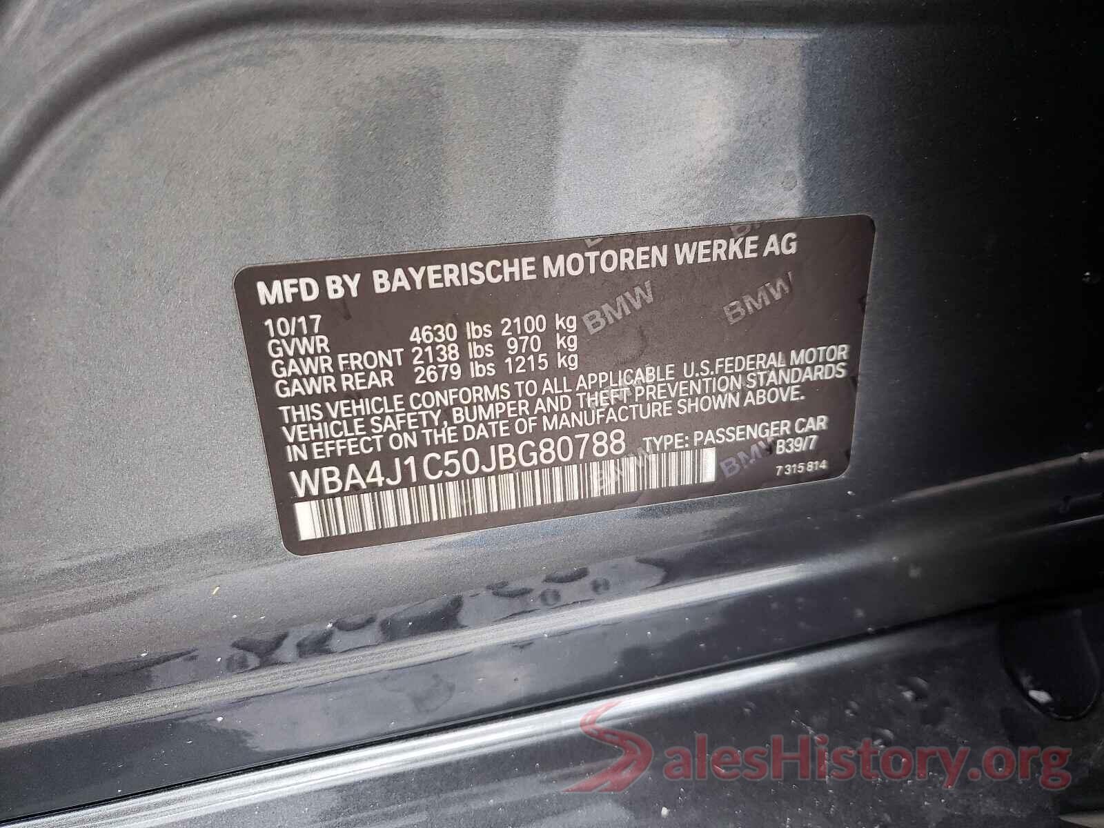 WBA4J1C50JBG80788 2018 BMW 4 SERIES