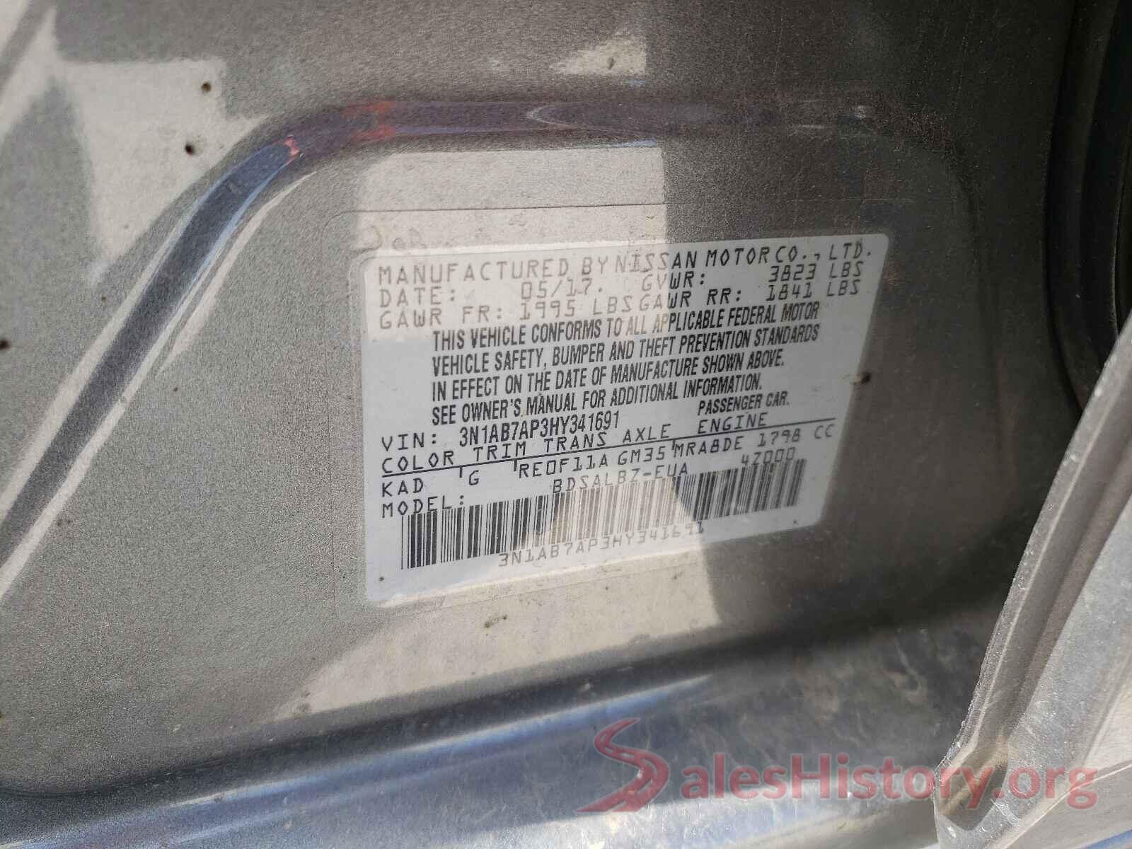 3N1AB7AP3HY341691 2017 NISSAN SENTRA