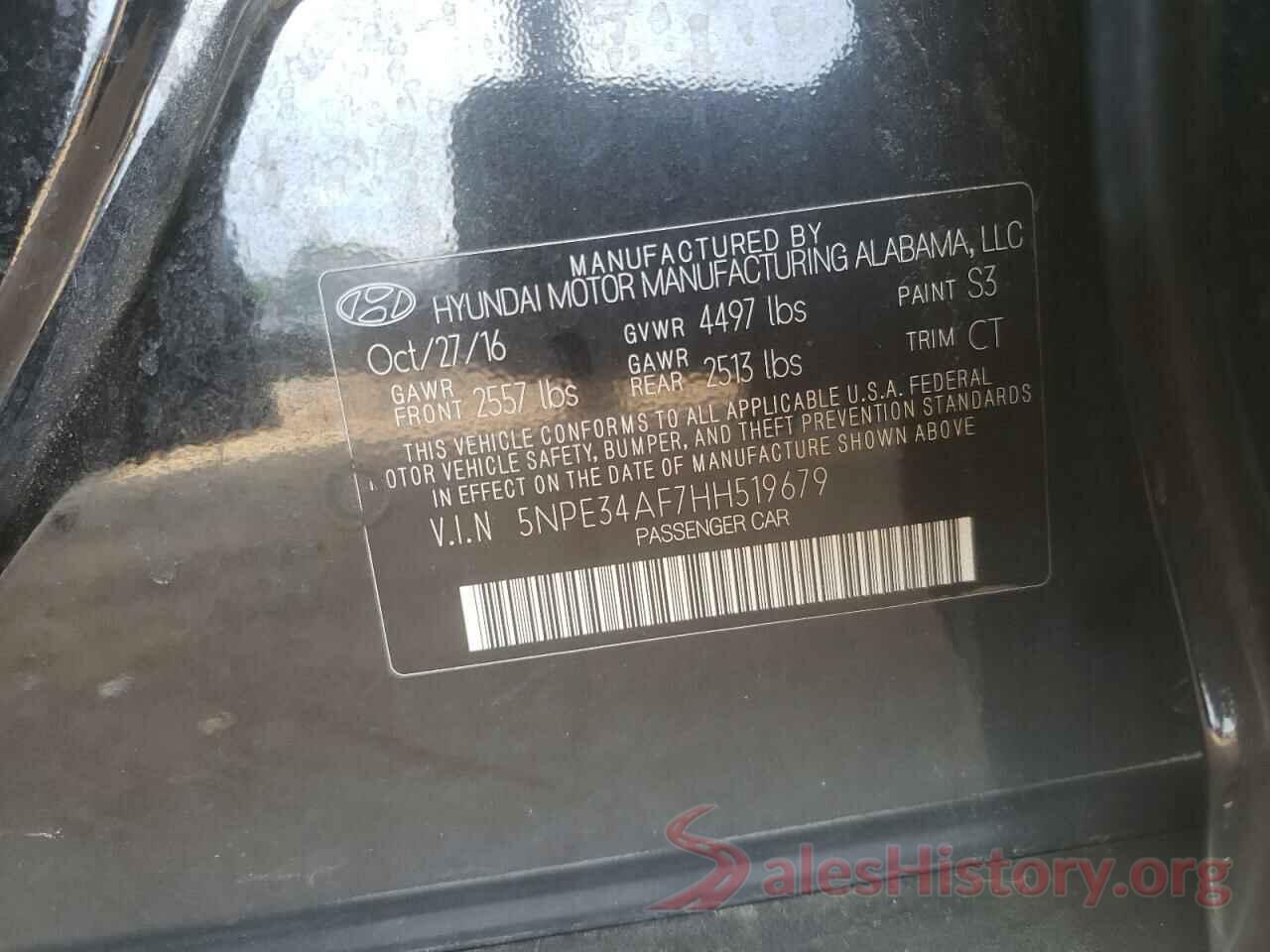 5NPE34AF7HH519679 2017 HYUNDAI SONATA