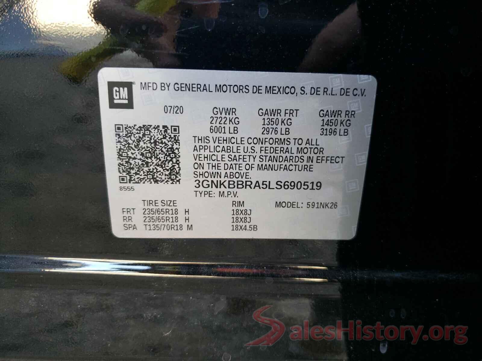 3GNKBBRA5LS690519 2020 CHEVROLET BLAZER 1LT