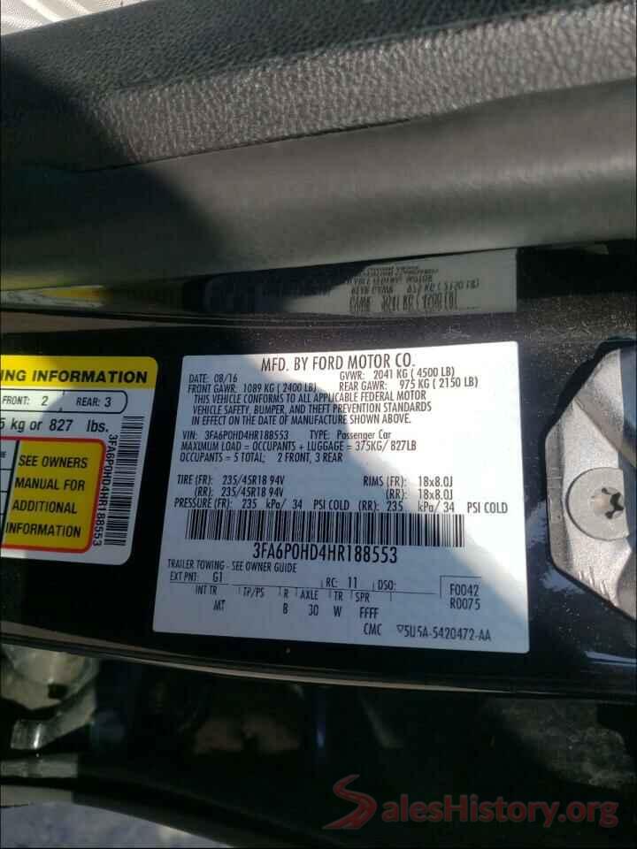 3FA6P0HD4HR188553 2017 FORD FUSION