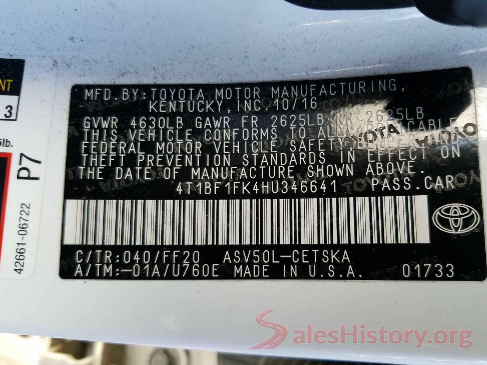 4T1BF1FK4HU346641 2017 TOYOTA CAMRY