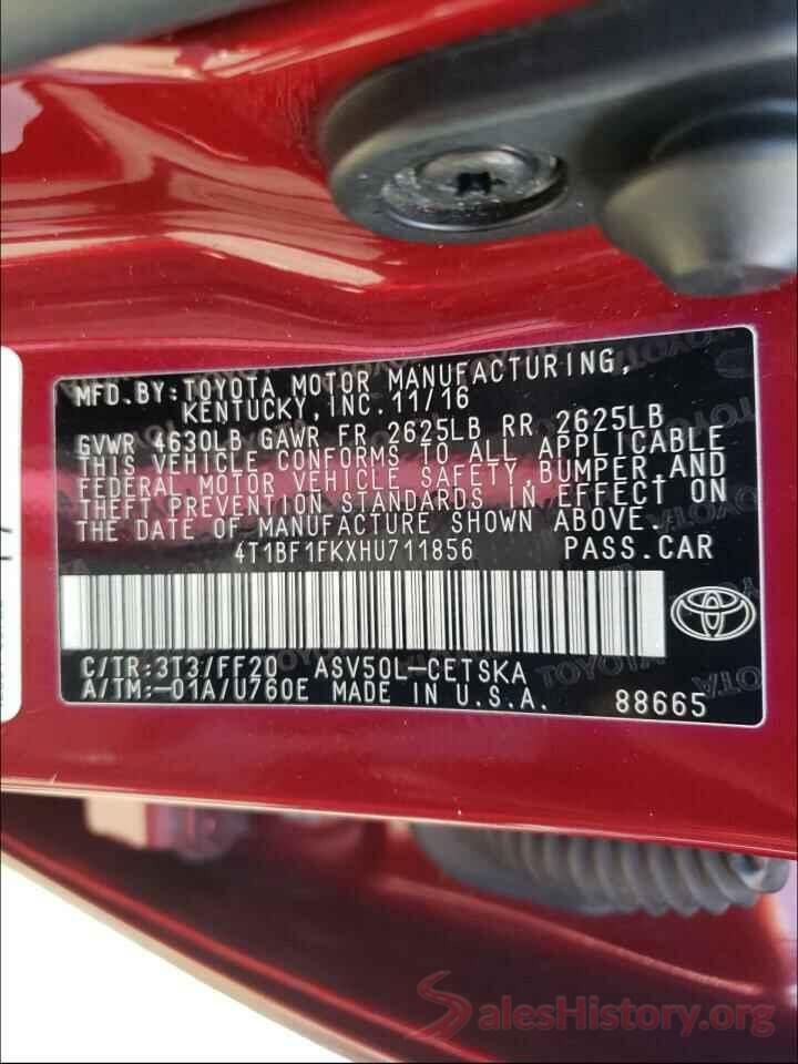 4T1BF1FKXHU711856 2017 TOYOTA CAMRY