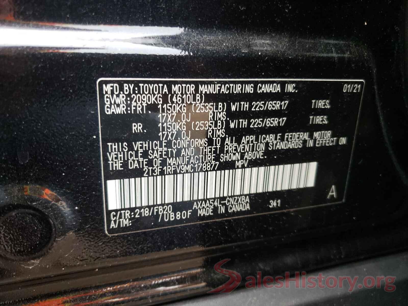 2T3F1RFV9MC178877 2021 TOYOTA RAV4