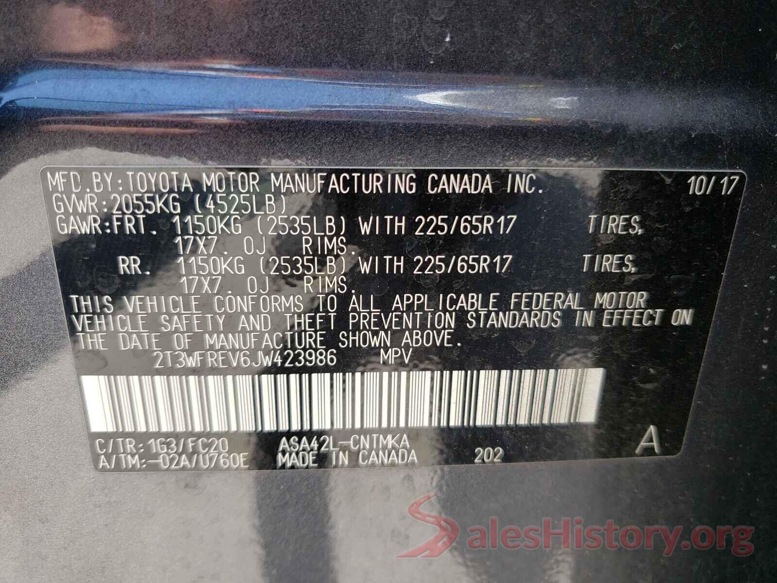 2T3WFREV6JW423986 2018 TOYOTA RAV4