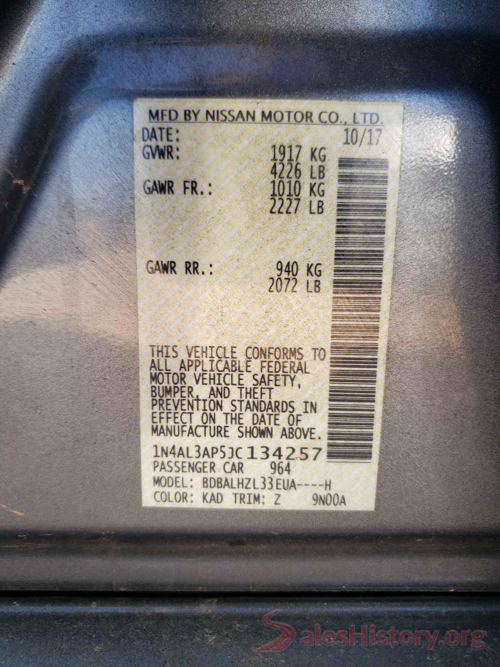 1N4AL3AP5JC134257 2018 NISSAN ALTIMA