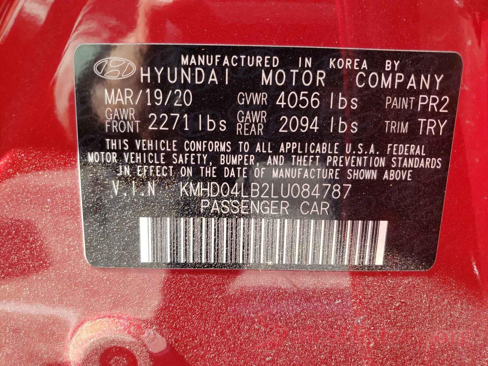 KMHD04LB2LU084787 2020 HYUNDAI ELANTRA