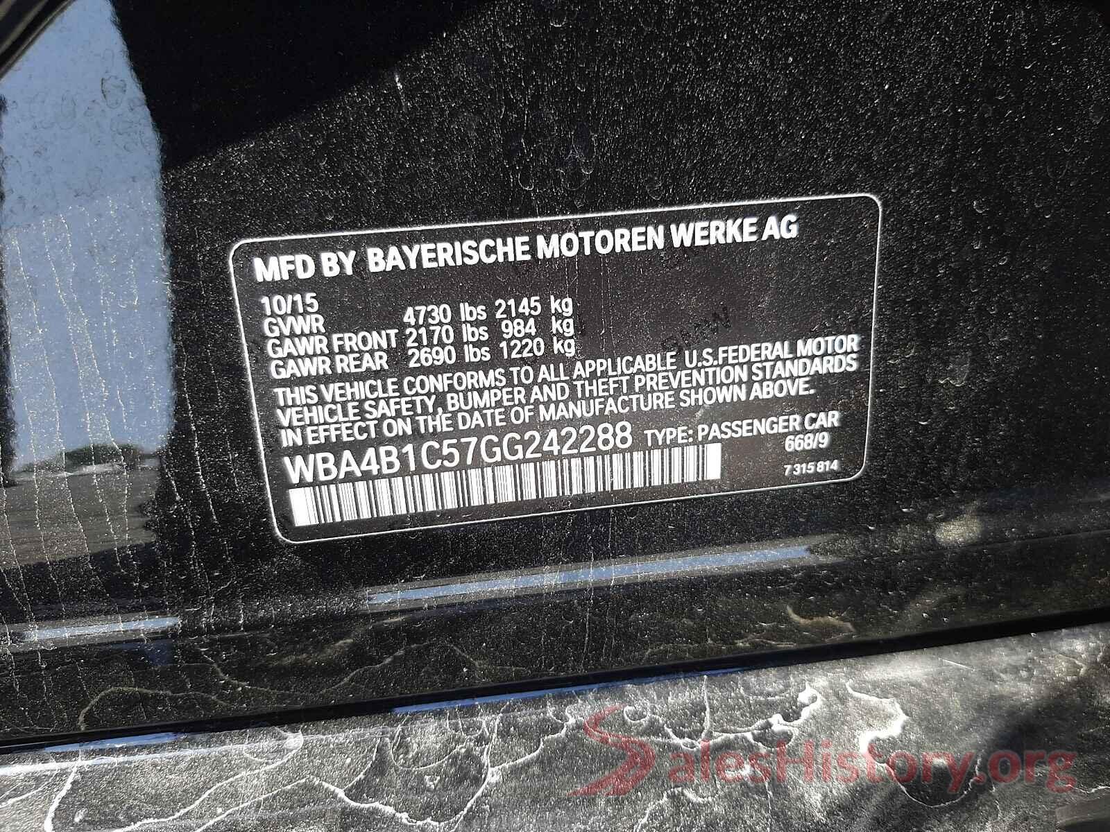 WBA4B1C57GG242288 2016 BMW 4 SERIES