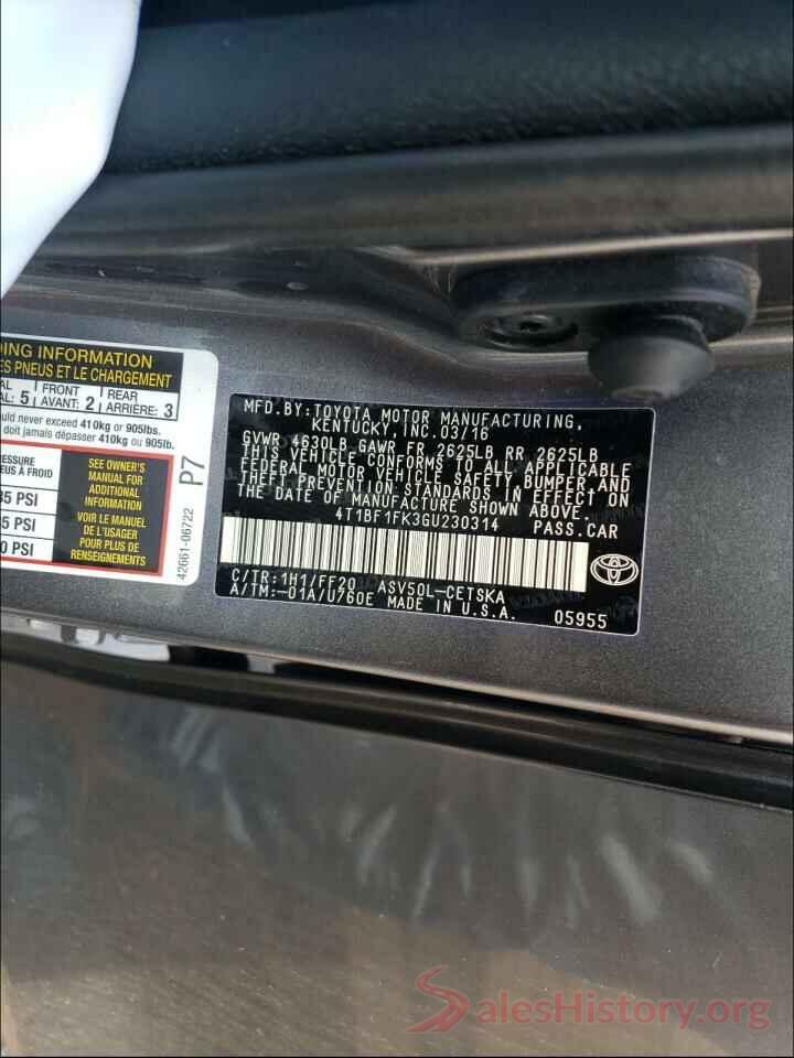 4T1BF1FK3GU230314 2016 TOYOTA CAMRY