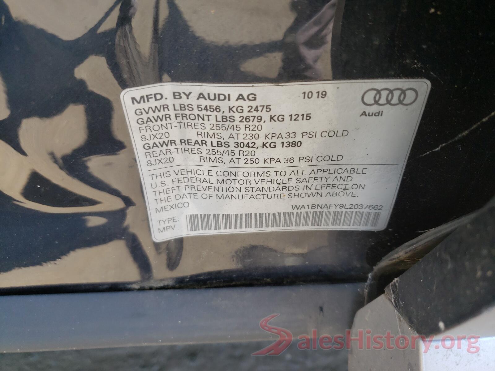 WA1BNAFY9L2037662 2020 AUDI Q5