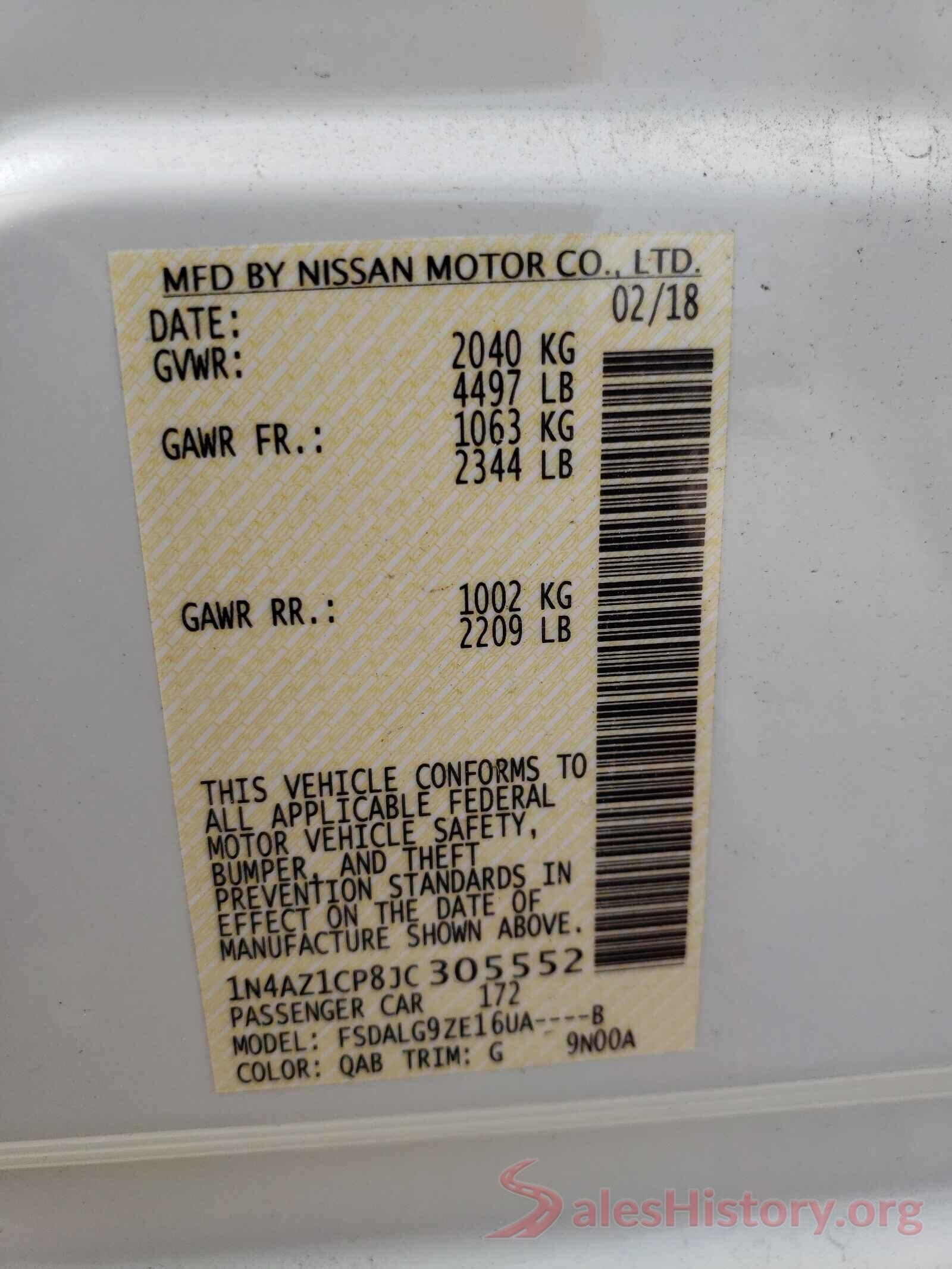 1N4AZ1CP8JC305552 2018 NISSAN LEAF