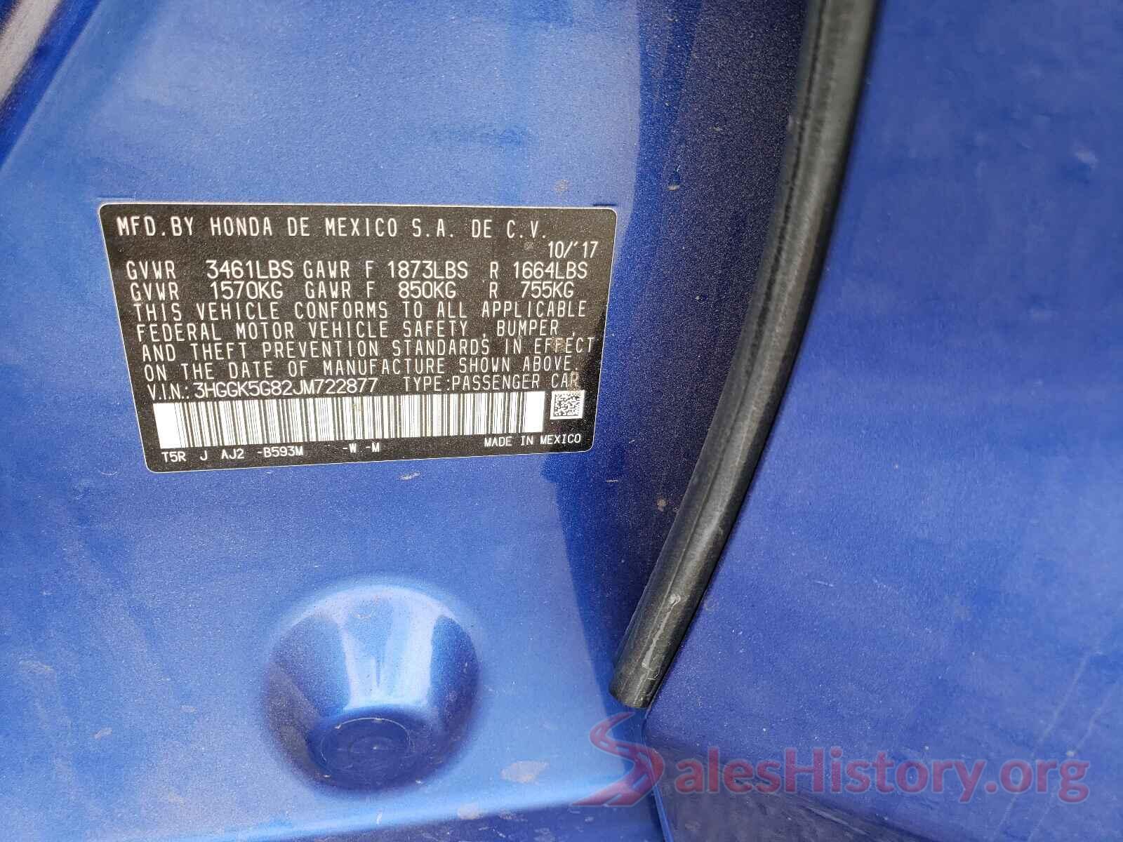 3HGGK5G82JM722877 2018 HONDA FIT