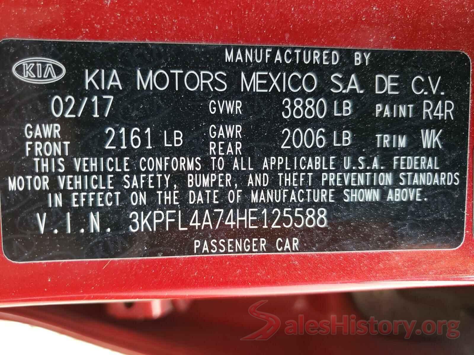 3KPFL4A74HE125588 2017 KIA FORTE