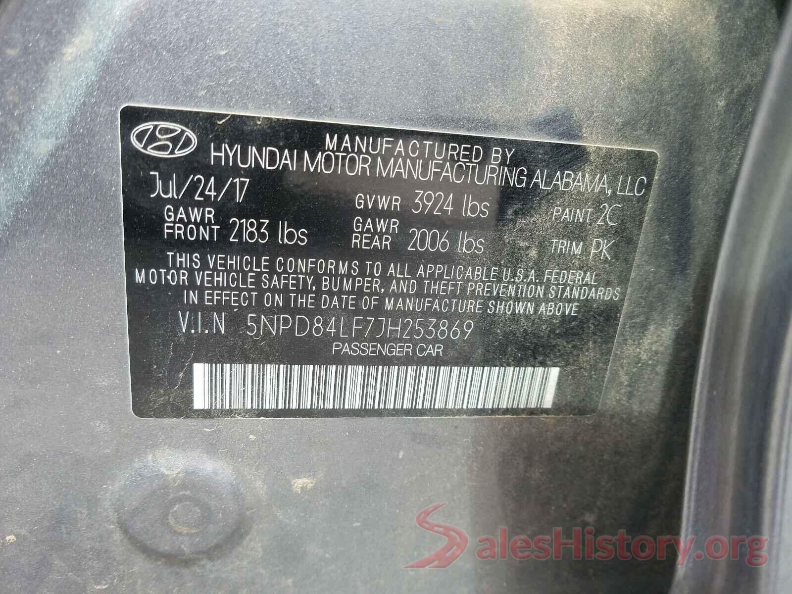 5NPD84LF7JH253869 2018 HYUNDAI ELANTRA