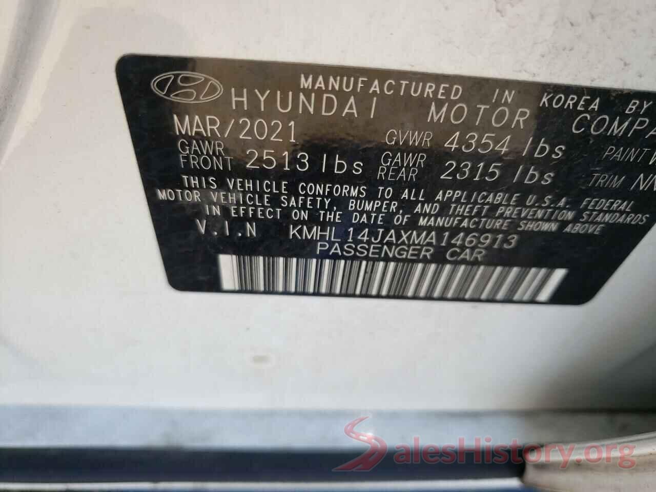 KMHL14JAXMA146913 2021 HYUNDAI SONATA