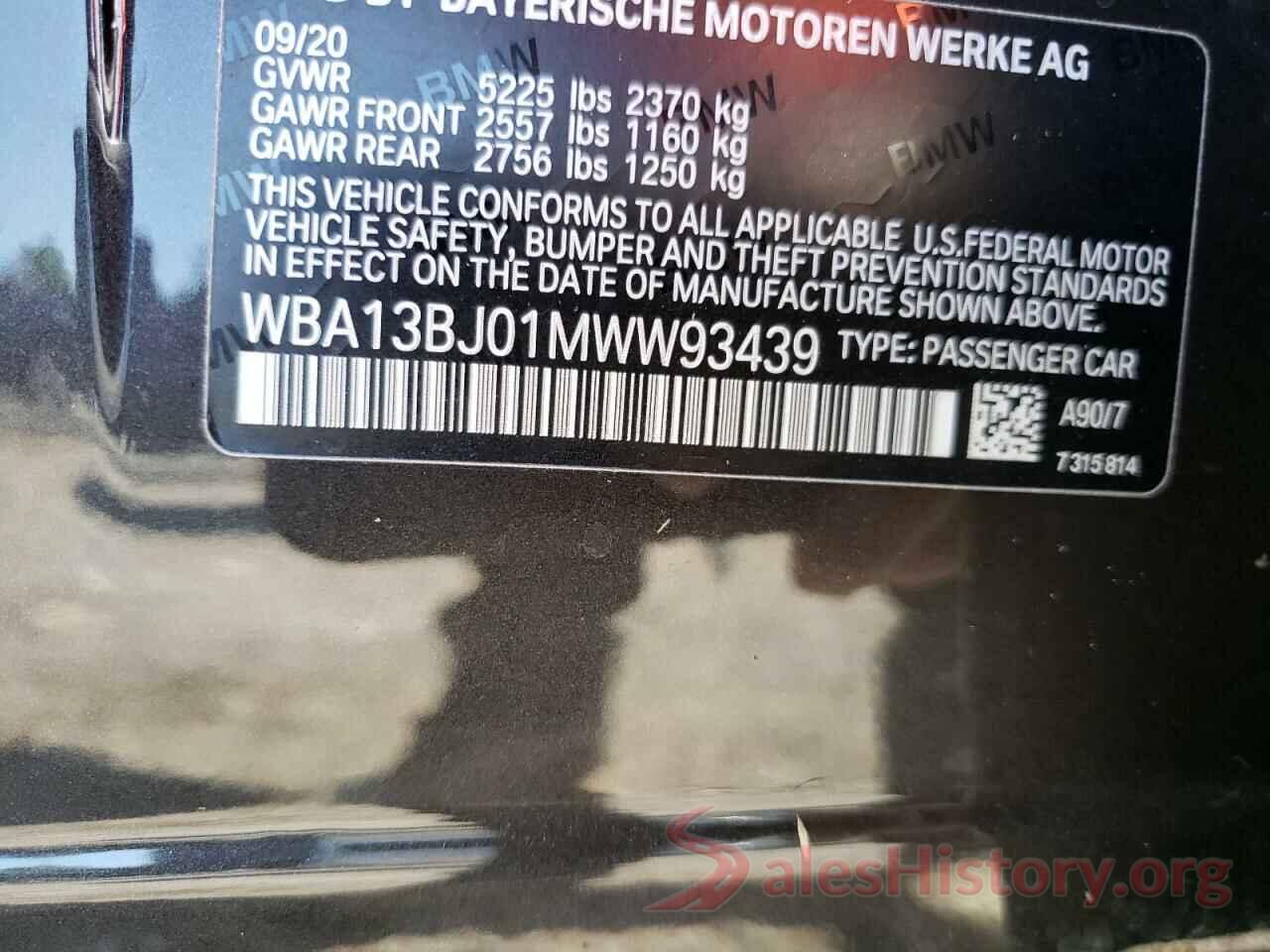 WBA13BJ01MWW93439 2021 BMW 5 SERIES