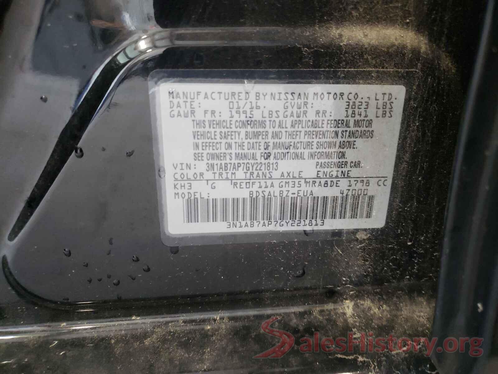 3N1AB7AP7GY221813 2016 NISSAN SENTRA