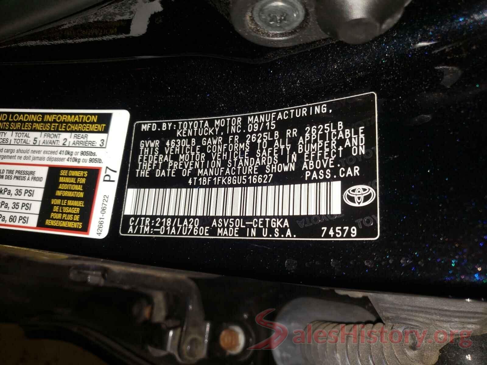 4T1BF1FK8GU516627 2016 TOYOTA CAMRY