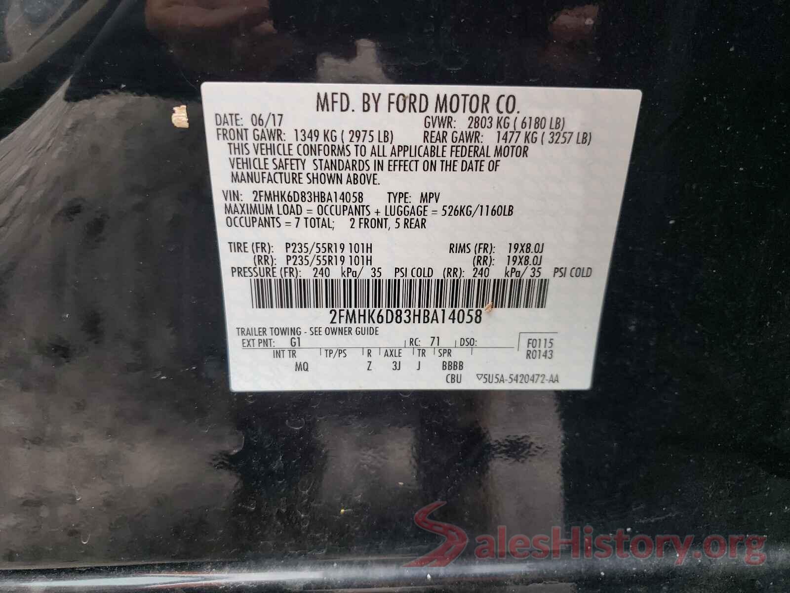 2FMHK6D83HBA14058 2017 FORD FLEX