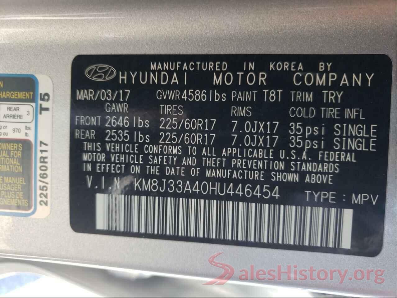 KM8J33A40HU446454 2017 HYUNDAI TUCSON