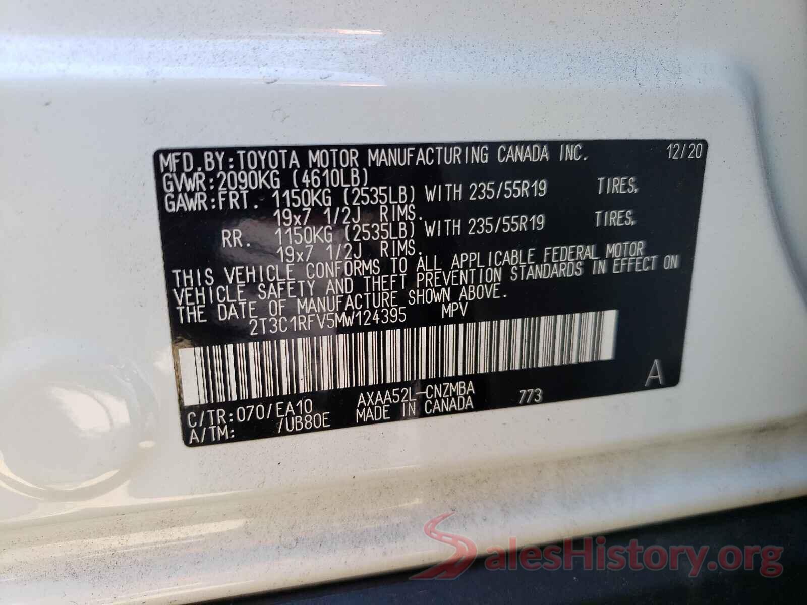 2T3C1RFV5MW124395 2021 TOYOTA RAV4