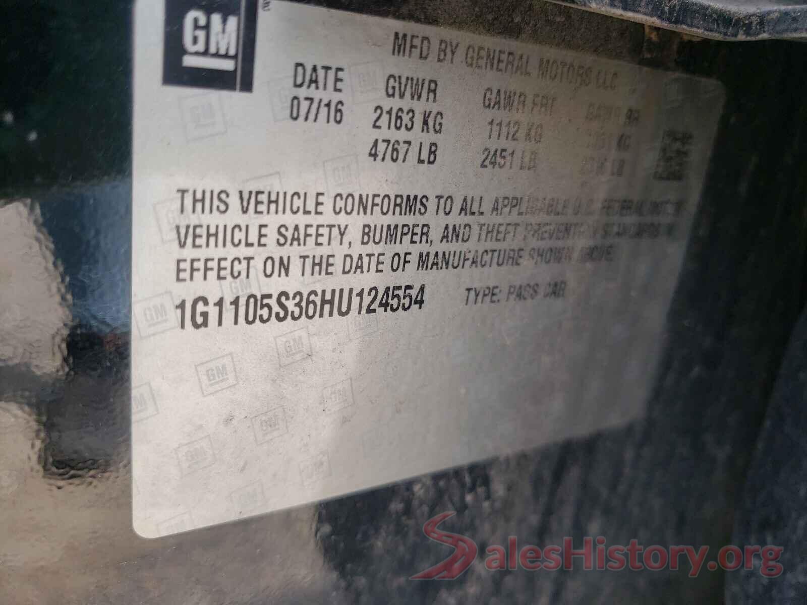 1G1105S36HU124554 2017 CHEVROLET IMPALA