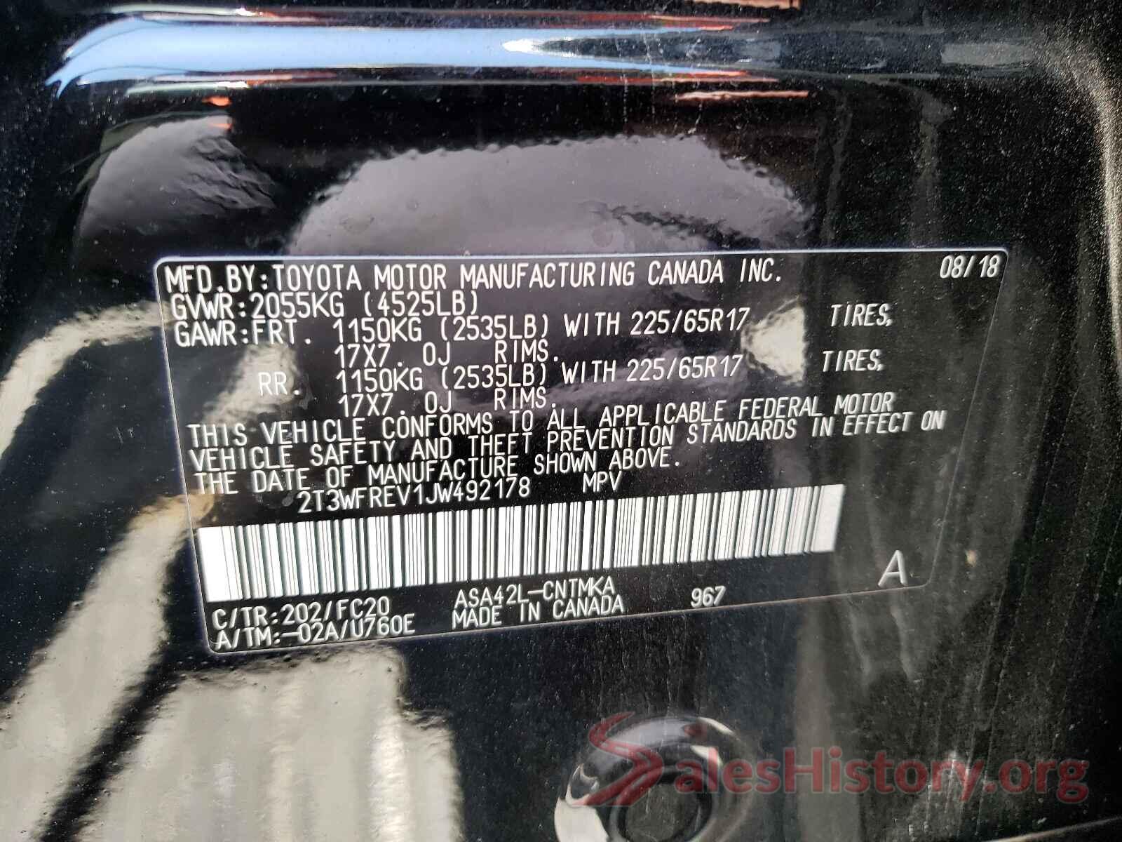 2T3WFREV1JW492178 2018 TOYOTA RAV4