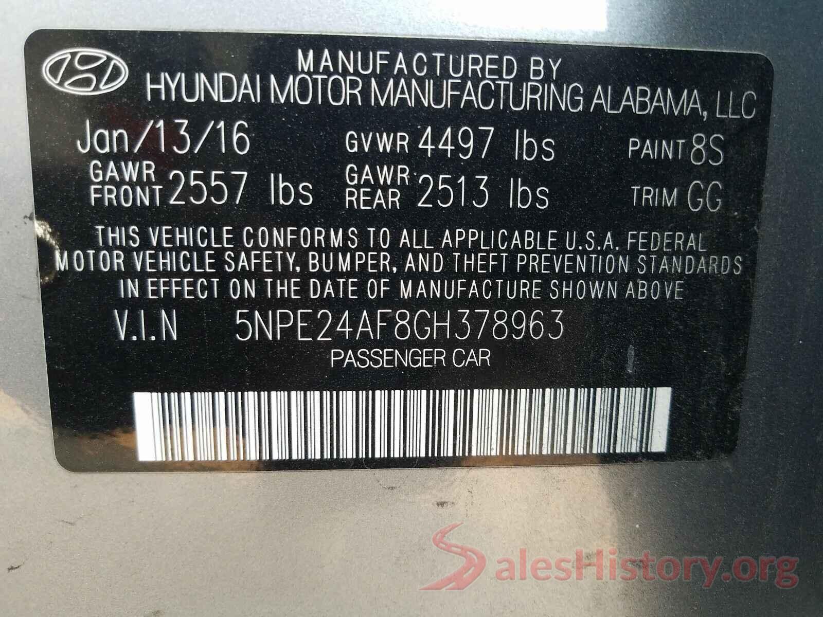 5NPE24AF8GH378963 2016 HYUNDAI SONATA