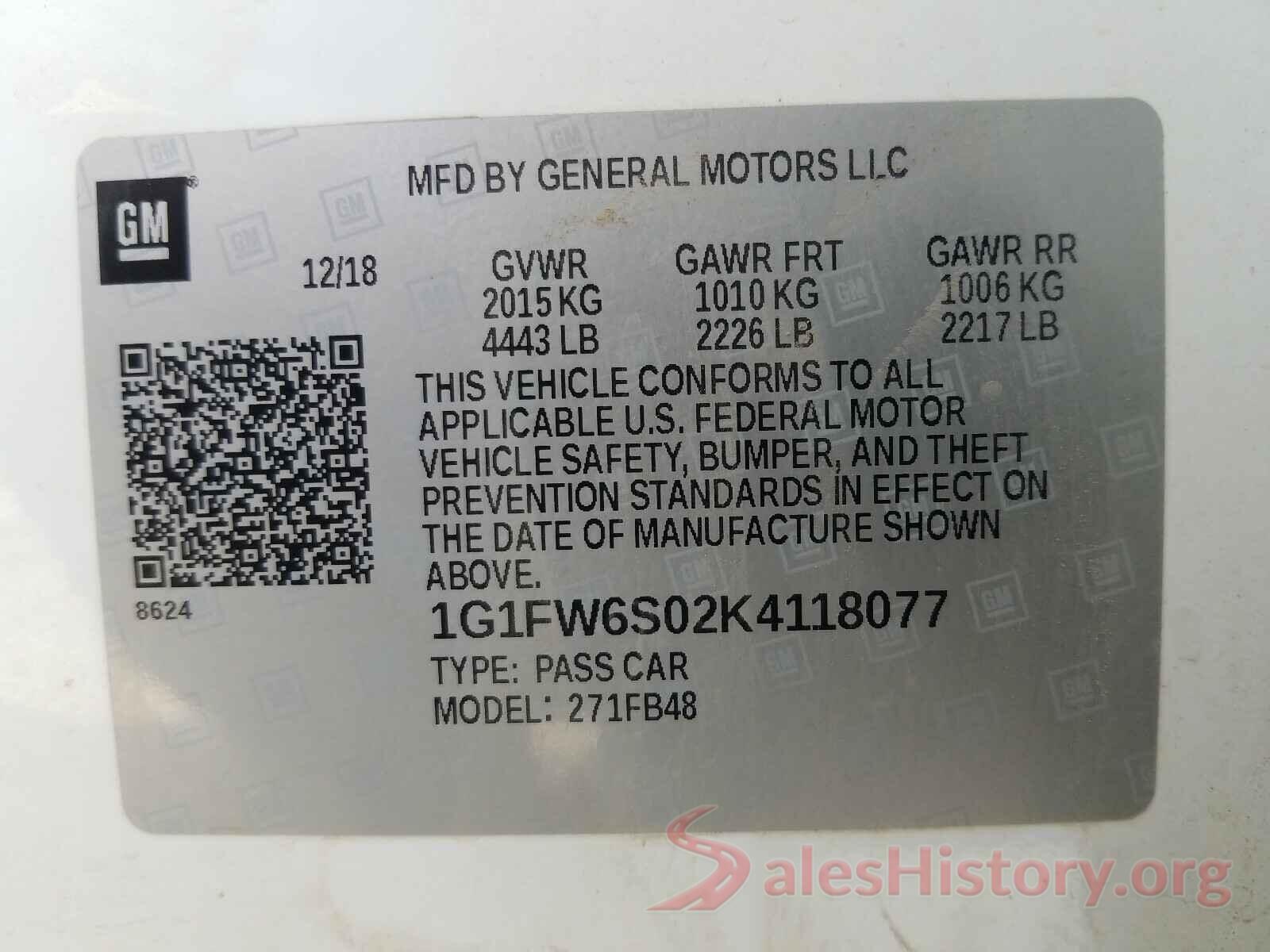 1G1FW6S02K4118077 2019 CHEVROLET BOLT