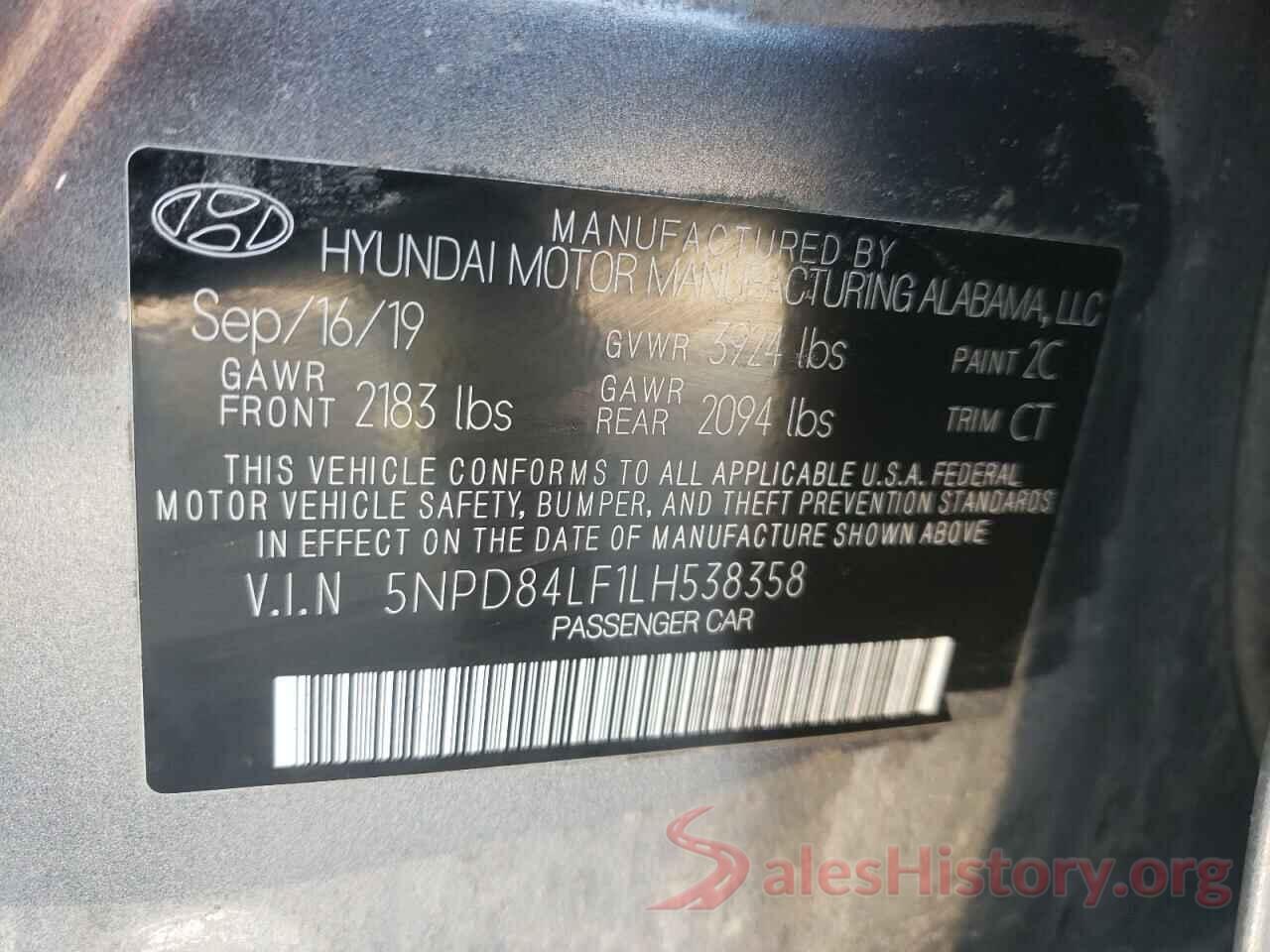 5NPD84LF1LH538358 2020 HYUNDAI ELANTRA