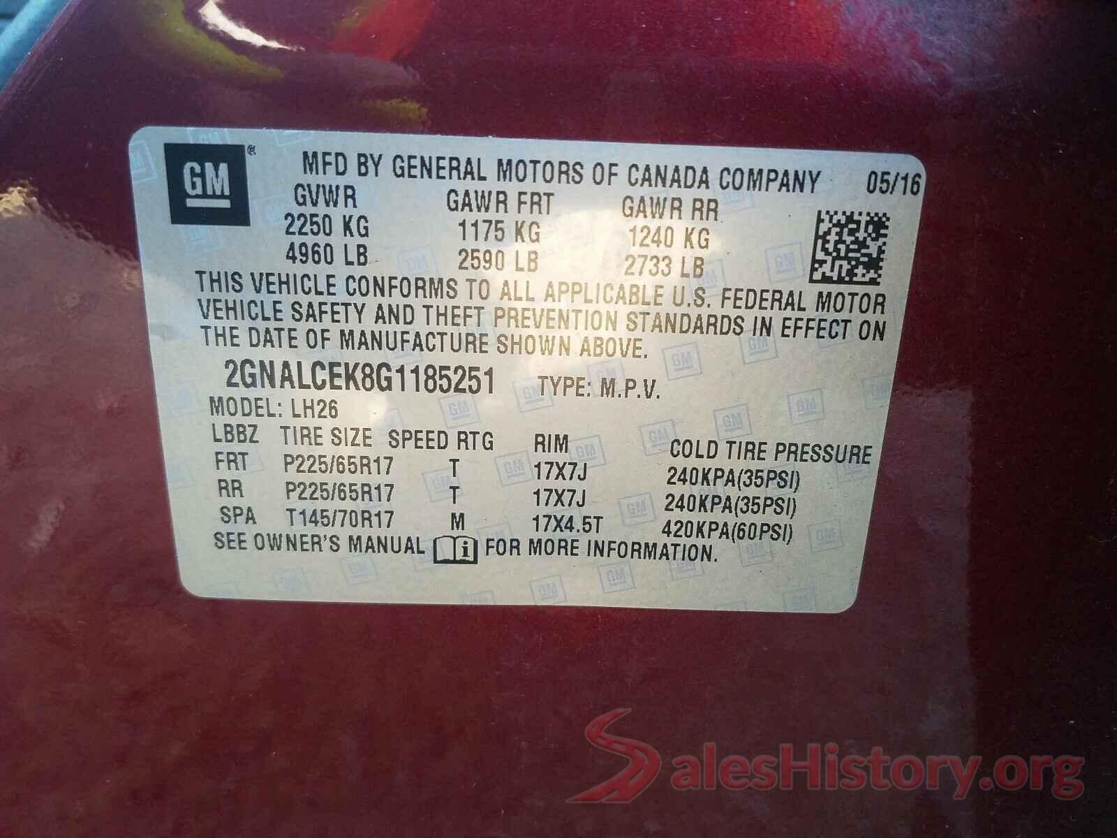 2GNALCEK8G1185251 2016 CHEVROLET EQUINOX