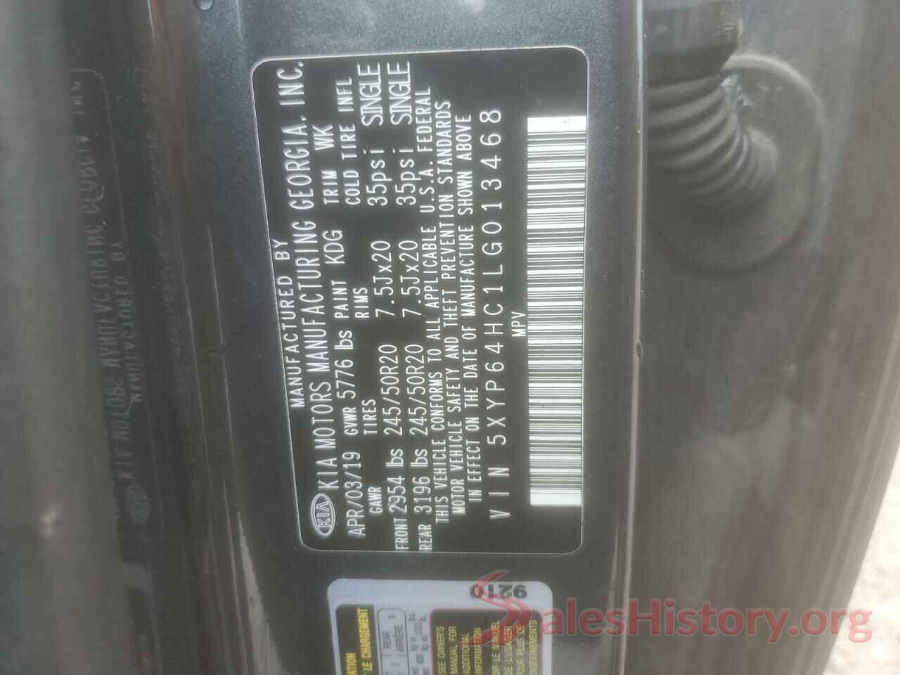 5XYP64HC1LG013468 2020 KIA TELLURIDE