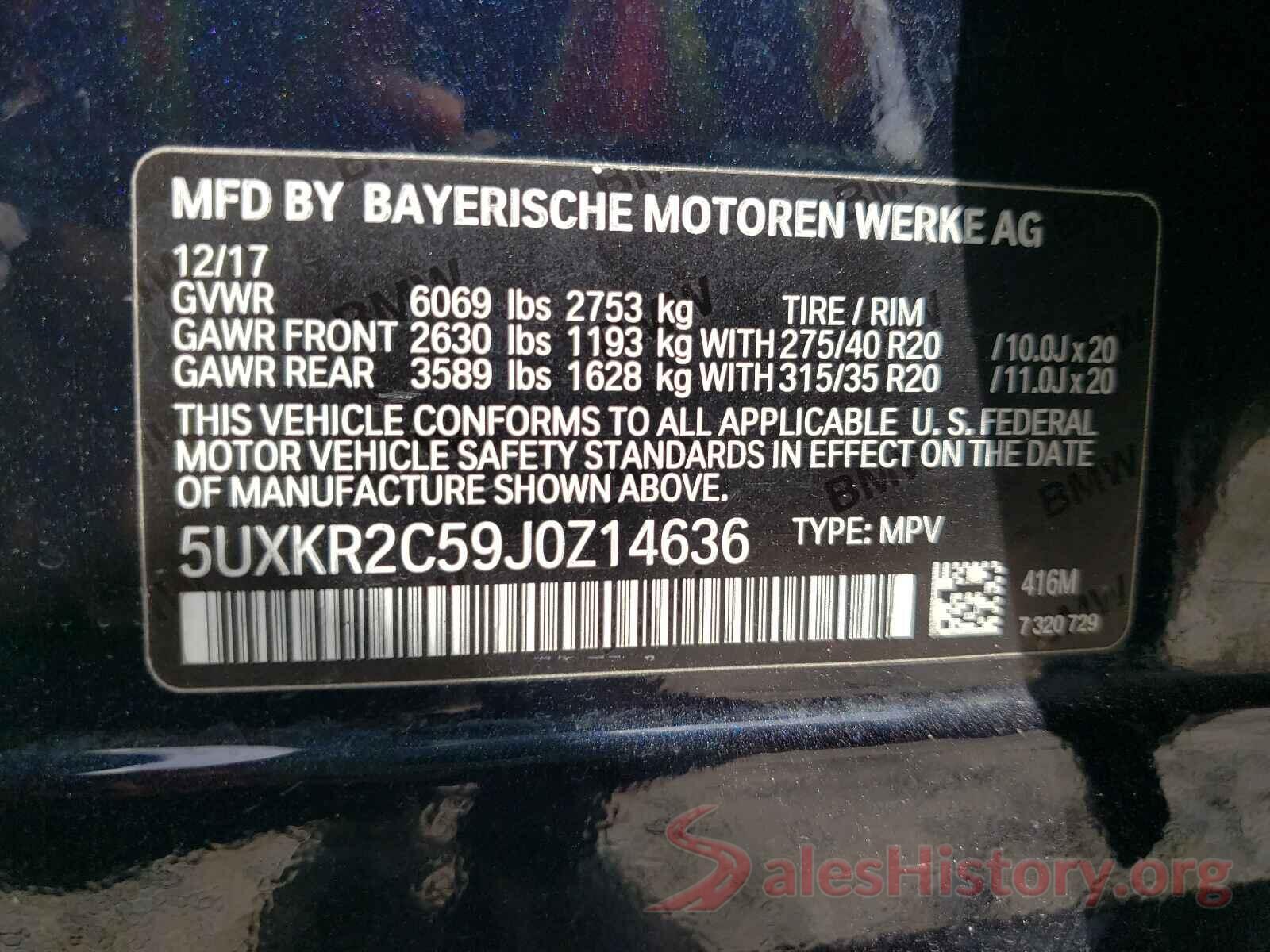 5UXKR2C59J0Z14636 2018 BMW X5