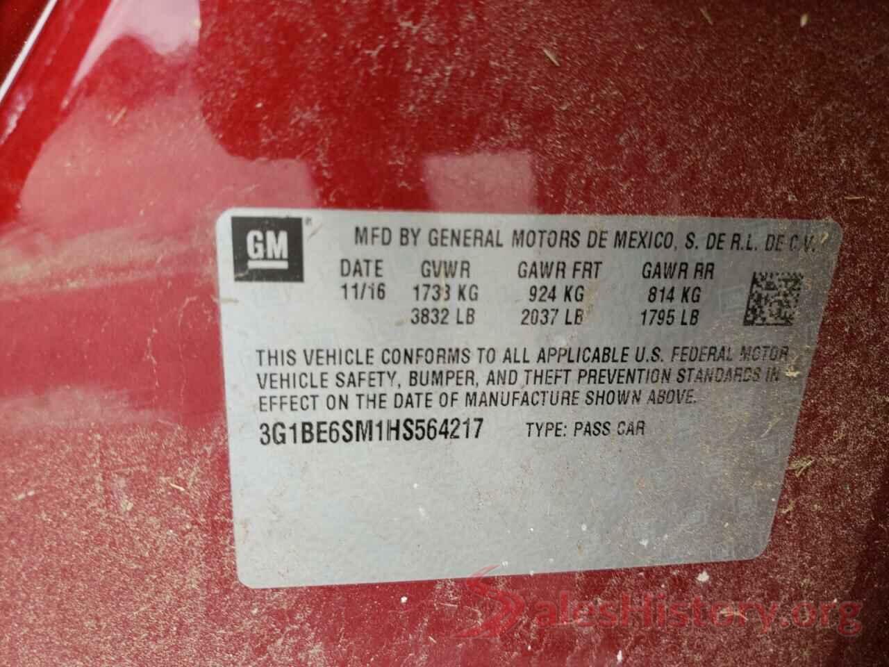 3G1BE6SM1HS564217 2017 CHEVROLET CRUZE