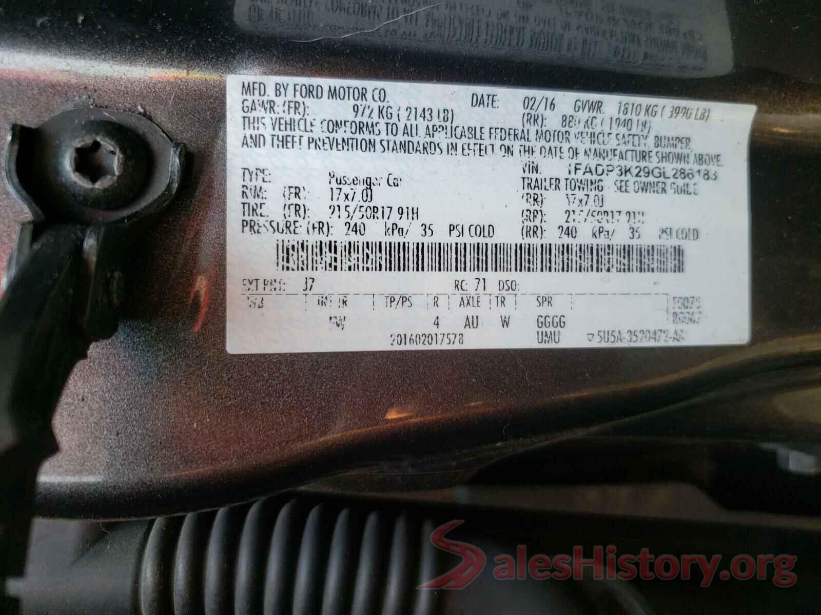 1FADP3K29GL286183 2016 FORD FOCUS