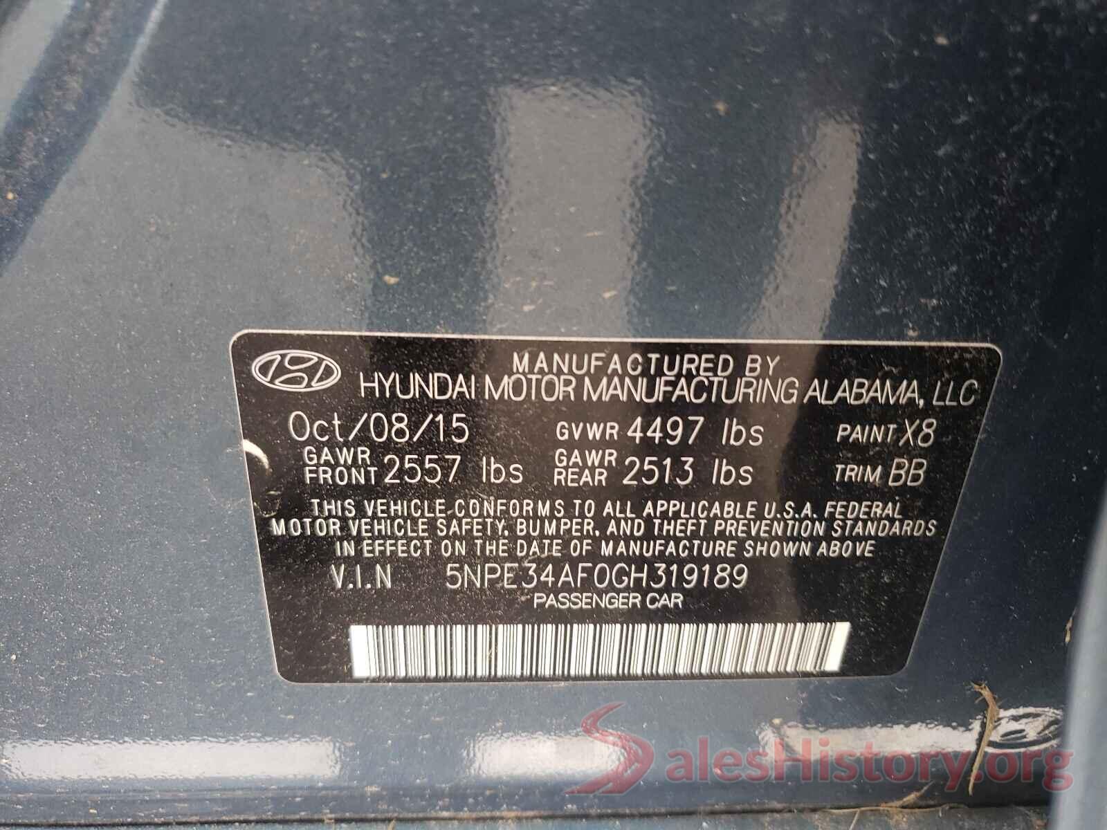 5NPE34AF0GH319189 2016 HYUNDAI SONATA