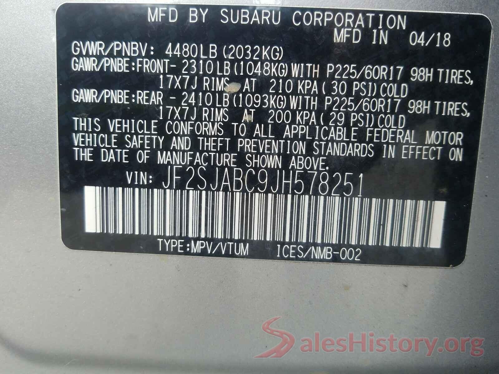 JF2SJABC9JH578251 2018 SUBARU FORESTER