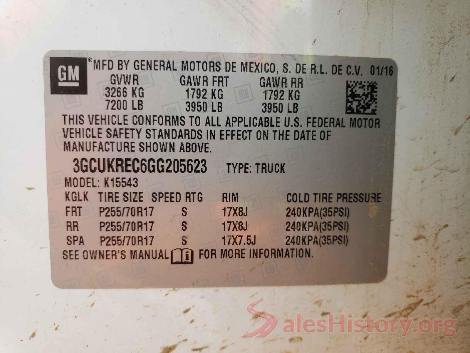 3GCUKREC6GG205623 2016 CHEVROLET SILVERADO