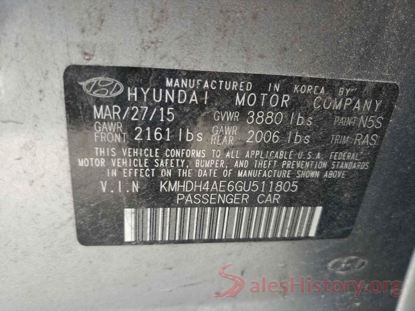 KMHDH4AE6GU511805 2016 HYUNDAI ELANTRA