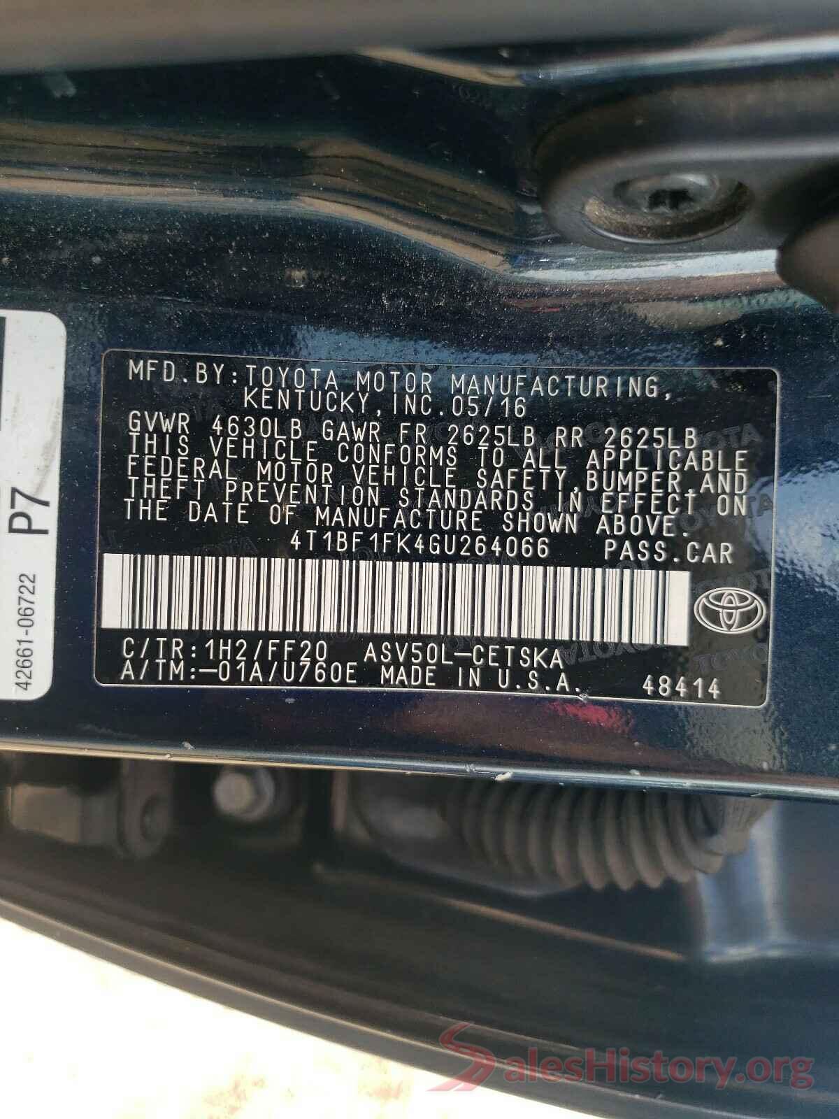 4T1BF1FK4GU264066 2016 TOYOTA CAMRY