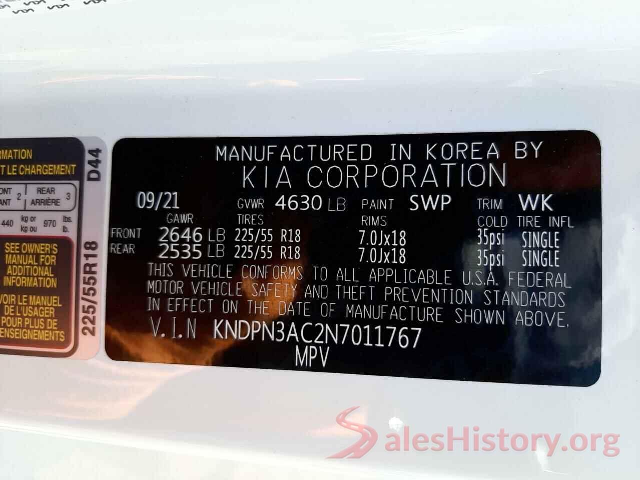 KNDPN3AC2N7011767 2022 KIA SPORTAGE